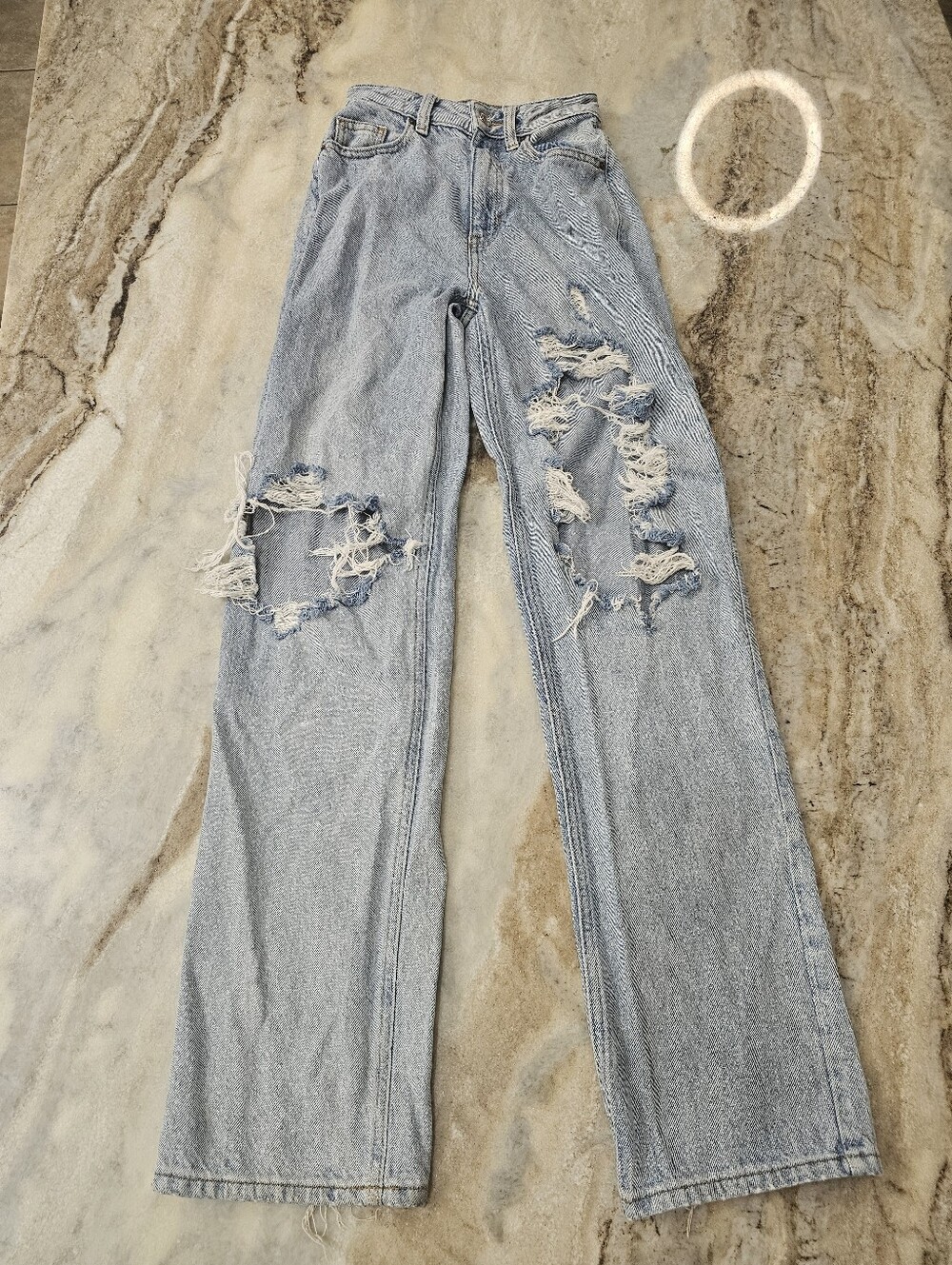 PacSun 90s Boyfriend Jeans 22 Waist High Rise Distressed Baggy Denim